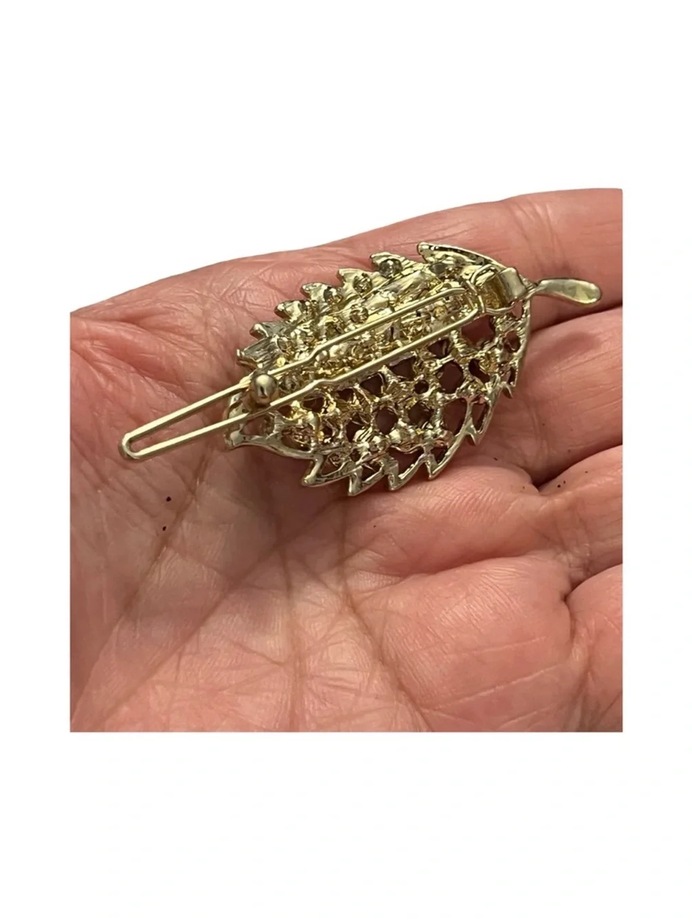Gold Leaf Crystal Hair Clip - Sparkling Clear Rhinestones FINAL PRICE DROP